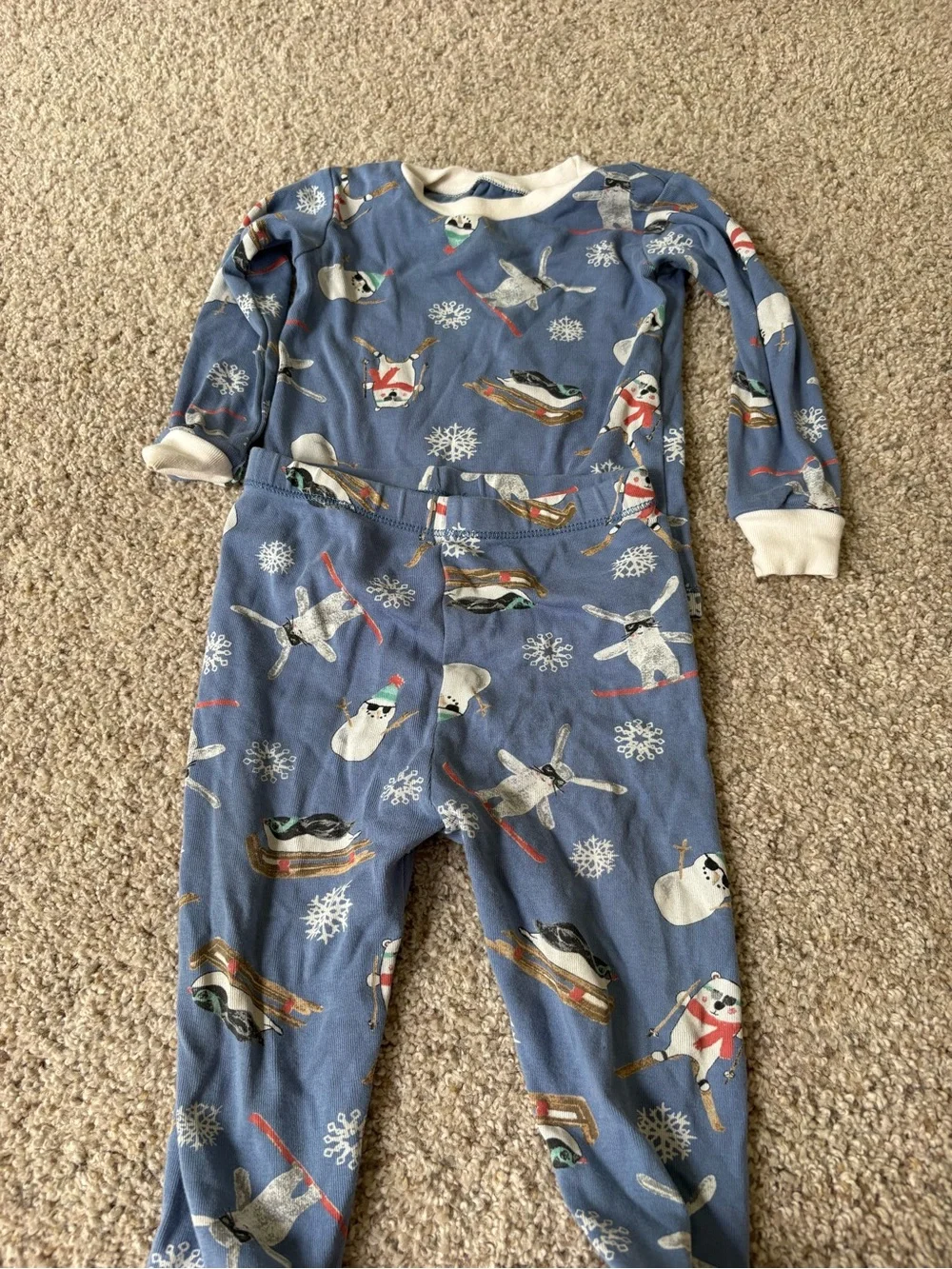 Burt’s Bees Baby 18M Pajamas Long Sleeve Top And Bottoms Winter Penguins